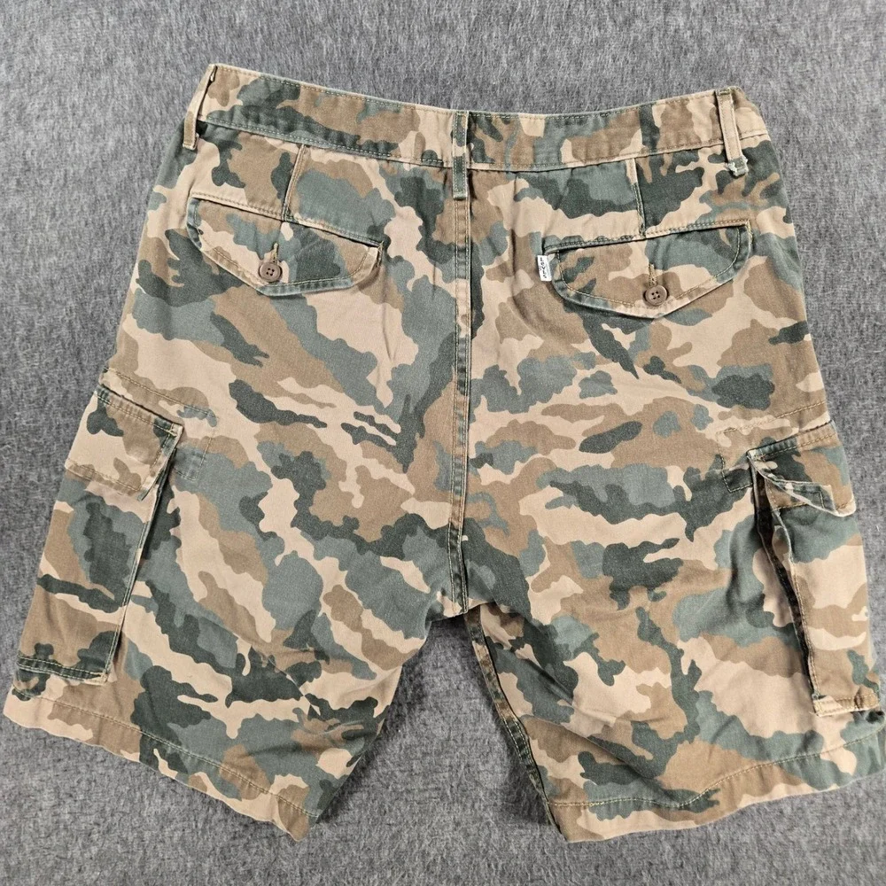 Levi's Cargo Shorts Mens 32 Camo Green Brown Cotton Multi Pocket Combat Utility
